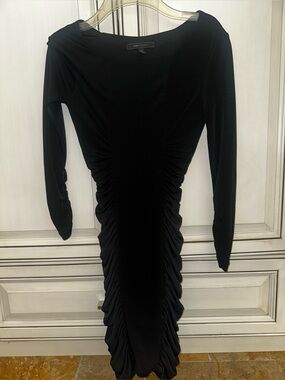 BCBGMaxAzria Black Long-Sleeve Ruched Bodycon Dress